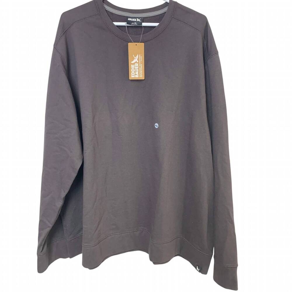 NEW EDDIE BAUER men's camp fleece crewneck pullover sweatshirt - plus in dark pu